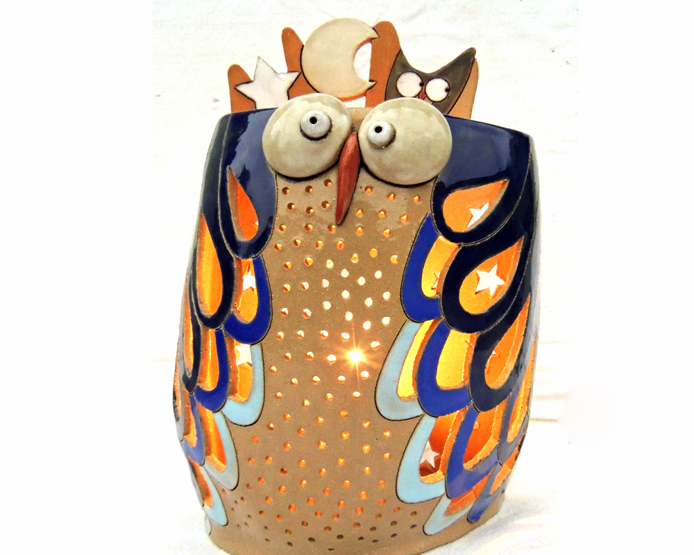 gufo greta filippini oca ceramica artistica ferrara bomboniere regali personalizzati gufo luce